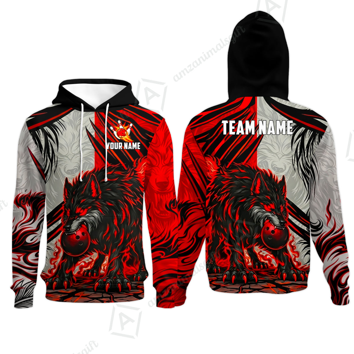Custom Bowling Jersey Polo Shirt, Lone Wolf Strike & Emerald Frost, Custom Bowling Jersey Team Shirt For Players With Name & Team Name
