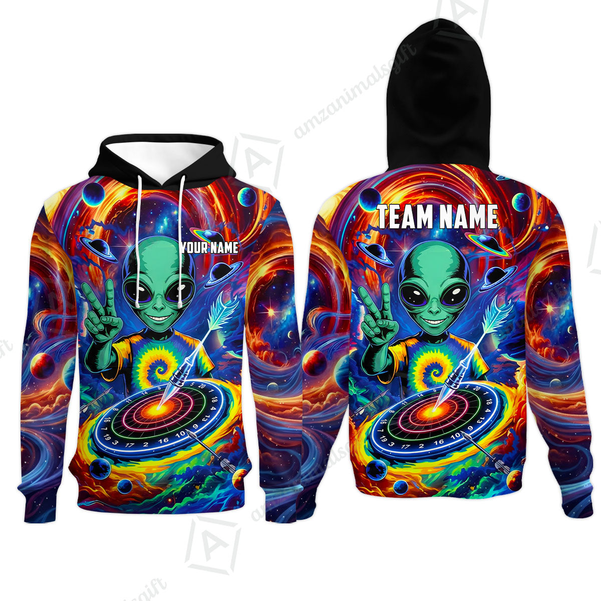 Custom Darts Team Jersey, Personalized Alien Vortex Strike Dart Polo Shirt For Players With Name & Team Name