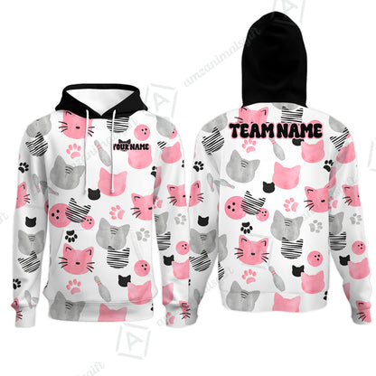 Customized Cat Bowling Watercolor Bowling Jersey, Custom Name And Team Name For Bowlers