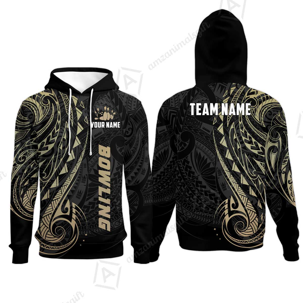 Custom Bowling Jersey Polo Shirt, Polynesian Maori Tribal Tattoo Bowling, Custom Bowling Jersey Team Shirt For Players With Name and Team Name