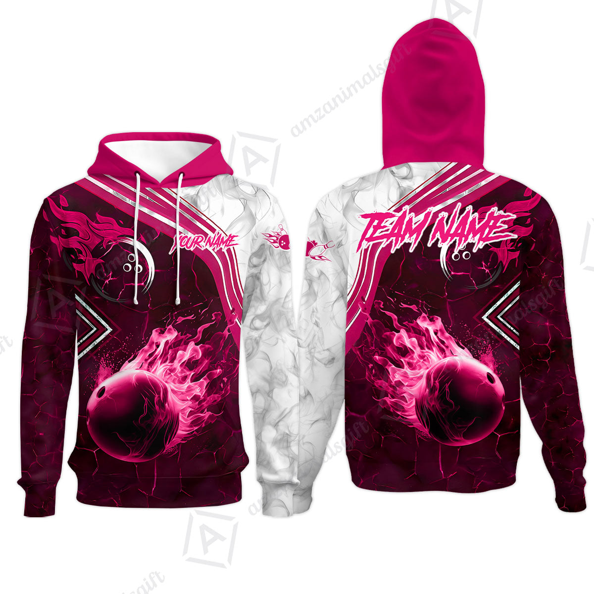 Customized Bowling Unisex Polo Shirt, Fire & Smoke Bowling Ball, Bowling Uniform - Personalized Name And Team Name