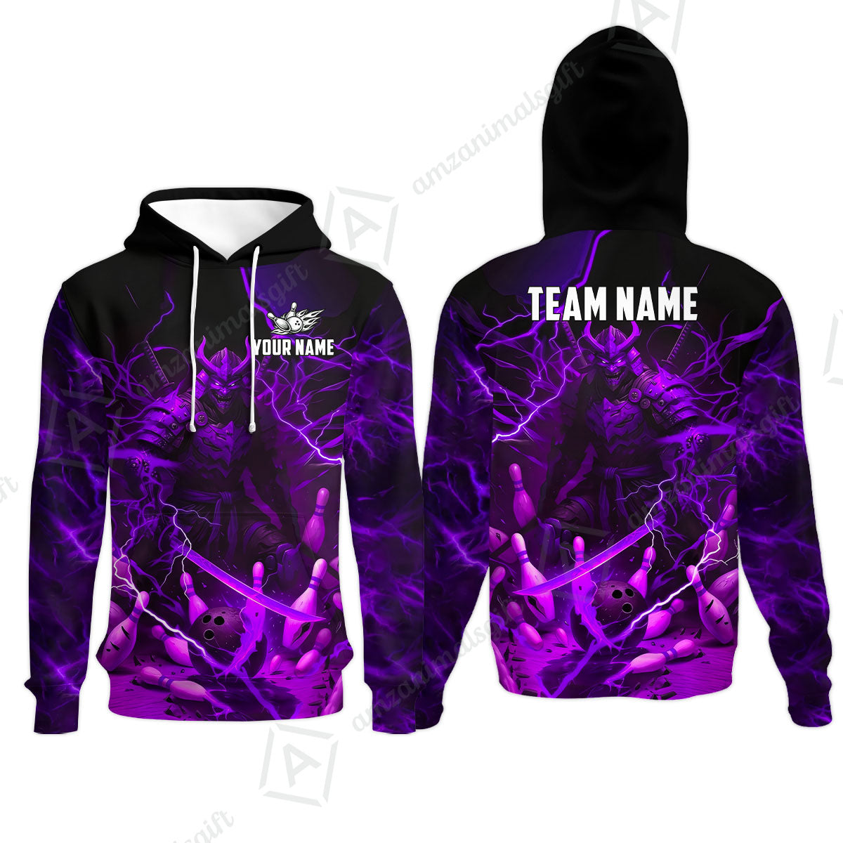 Custom Bowling Jersey Polo Shirt, Fiery Samurai Strike, Custom Bowling Jersey Team Shirt For Players With Name & Team Name