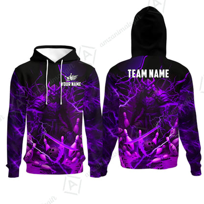 Custom Bowling Jersey Polo Shirt, Fiery Samurai Strike, Custom Bowling Jersey Team Shirt For Players With Name & Team Name