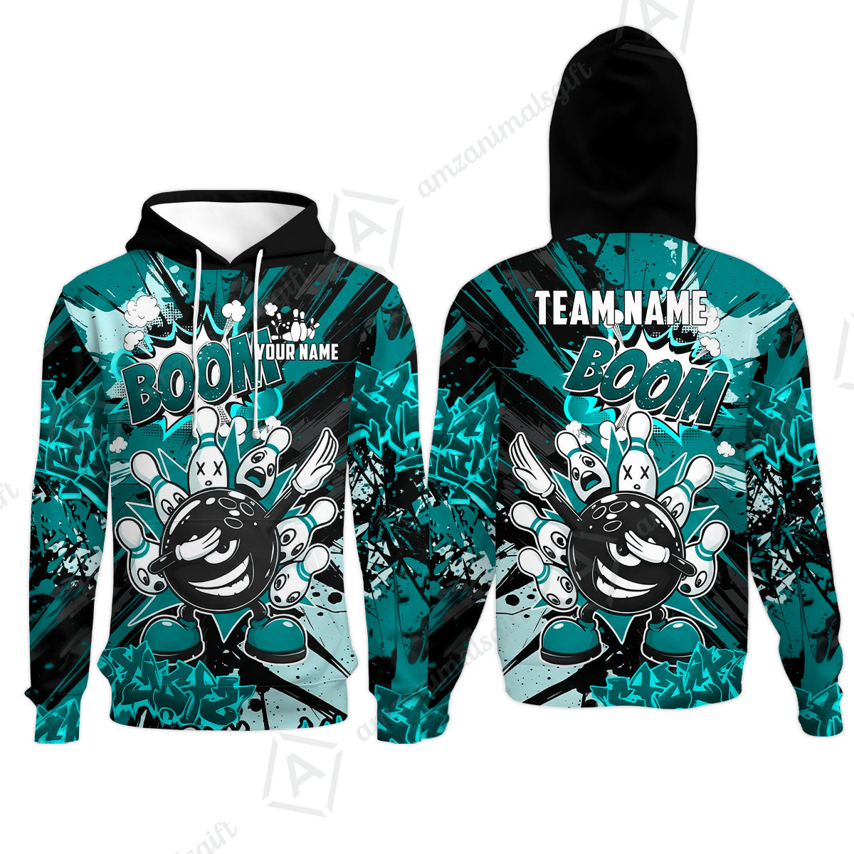Custom Bowling Jersey Polo Shirt, Dabbing Cartoon Monster, Custom Bowling Jersey Team Shirt For Players With Name & Team Name