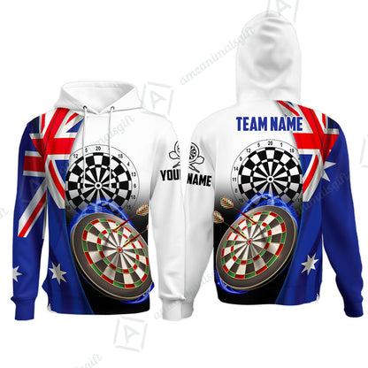 Personalized Darts Men Polo Shirt - Custom Name & Team Name Australia Flag Darts Polo Shirt For Men, Darts Team, Darts Lover