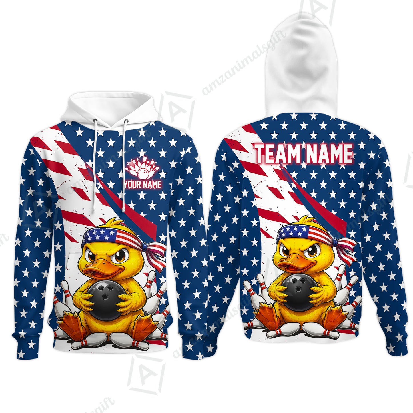 Custom Bowling Jersey Polo Shirt, Bowling US Duck, Personalize Name and Team Name