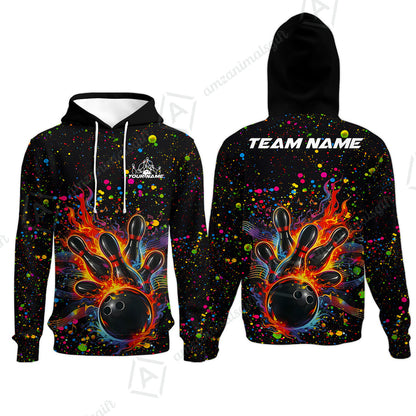 Custom Bowling Jersey Polo Shirt, Bowling Splash Paint Dot, Custom Bowling Jersey Team Shirt For Players With Name & Team Name