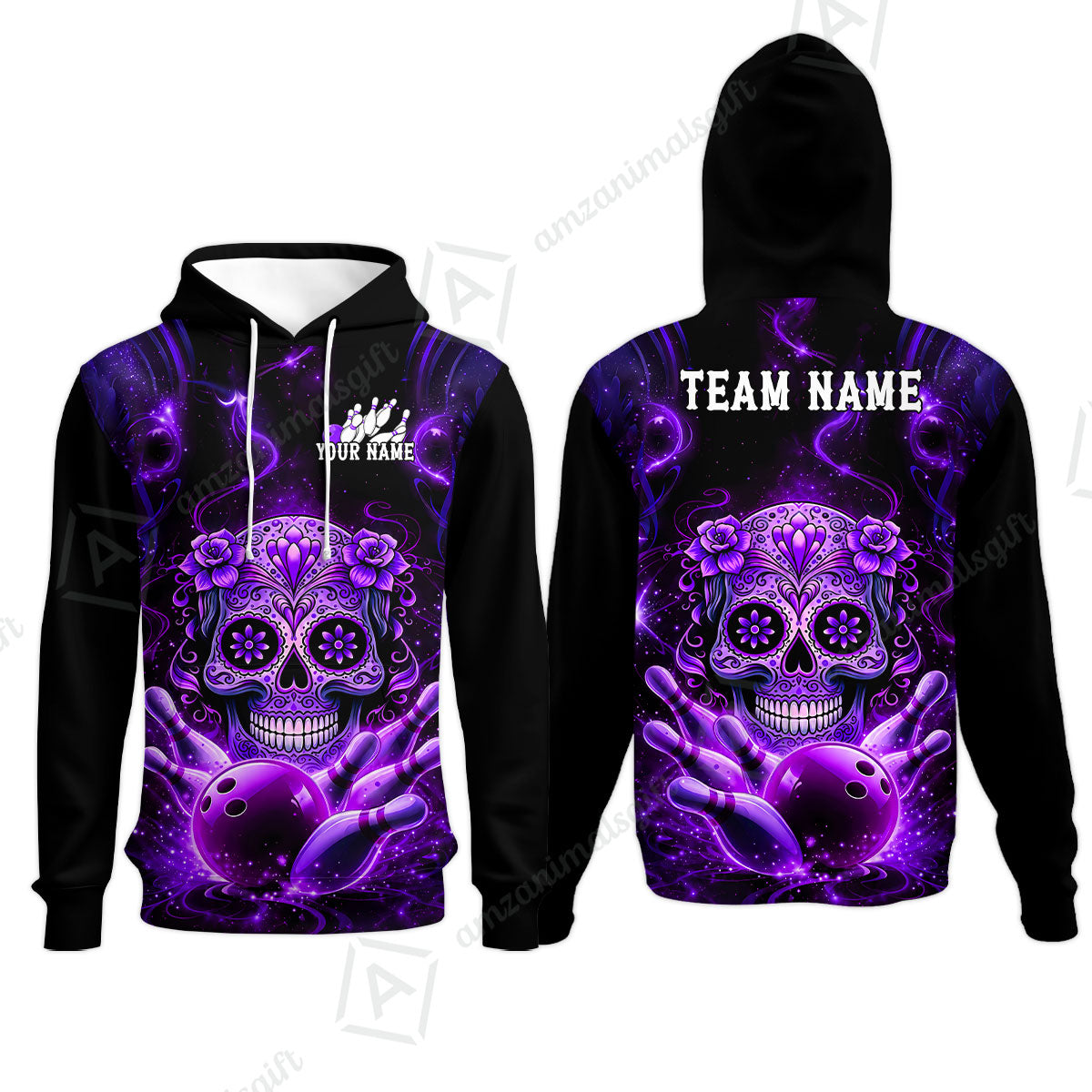 Customized Darts Team Jersey, Sugar Skull Bowler, Personalized Polo Shirt For Players With Name & Team Name