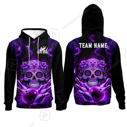 Customized Darts Team Jersey, Sugar Skull Bowler, Personalized Polo Shirt For Players With Name & Team Name
