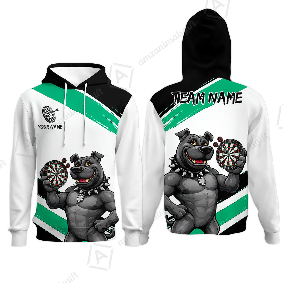 Custom Darts Jersey Polo Shirt, Pitbull Hold Dart Board, Custom Dart Jersey Team Shirt For Players With Name & Team Name