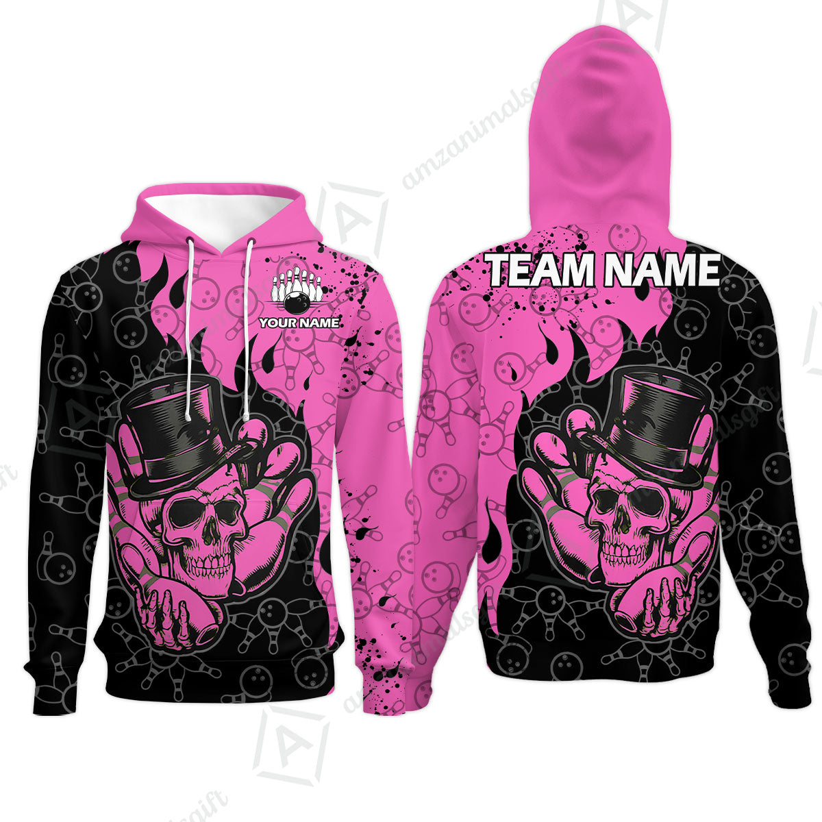 Custom Bowling Team Shirt – Skull Bowling Pattern Multicolor Personalized Jersey Bowling Uniform For League Players