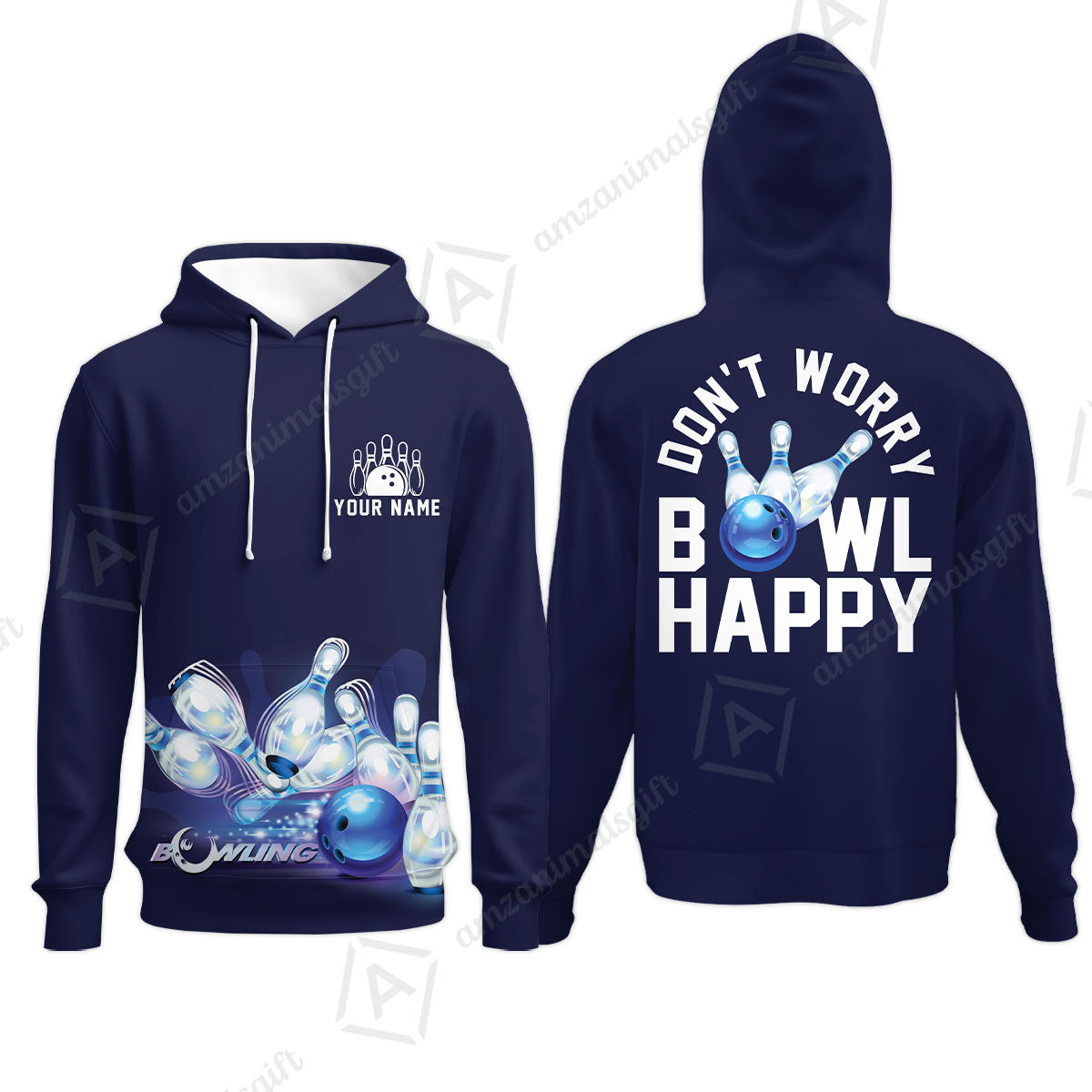 Bowling Custom Men Polo Shirt - Custom Name Polo Shirt, Don't Worry Bowl Happy Personalized Bowling Polo Shirt - Gift For Friend, Family, Bowling Lovers