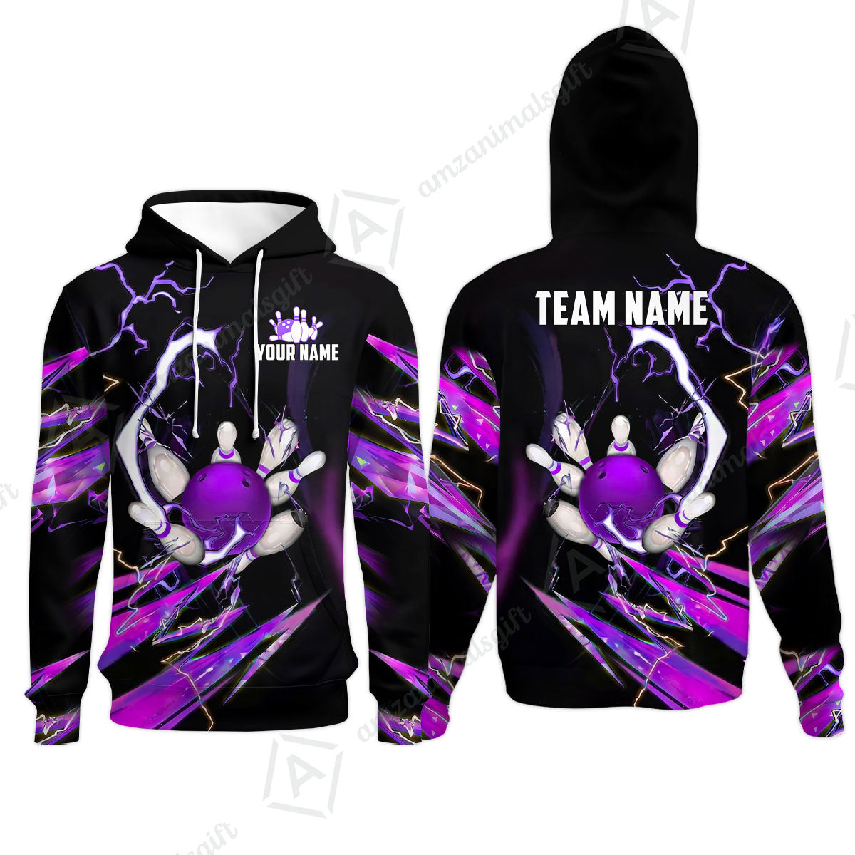 Custom Bowling Jersey Polo Shirt, Electric Strike & Neon Plasma, Custom Bowling Jersey Team Shirt For Players With Name & Team Name