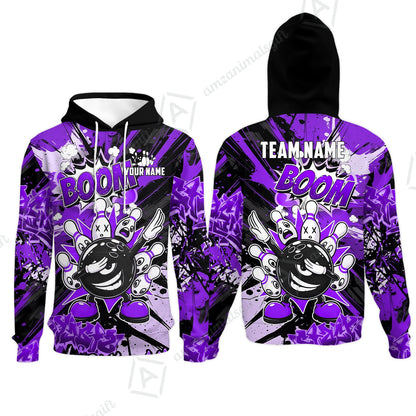 Custom Bowling Jersey Polo Shirt, Dabbing Cartoon Monster, Custom Bowling Jersey Team Shirt For Players With Name & Team Name