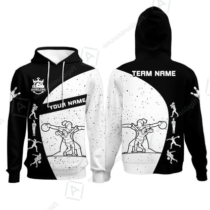 Custom Stylish Black and White Bowling Team Unisex Polo Shirts, Bowling Team Uniforms Jerseys, Polo Shirt With Name And Team Name