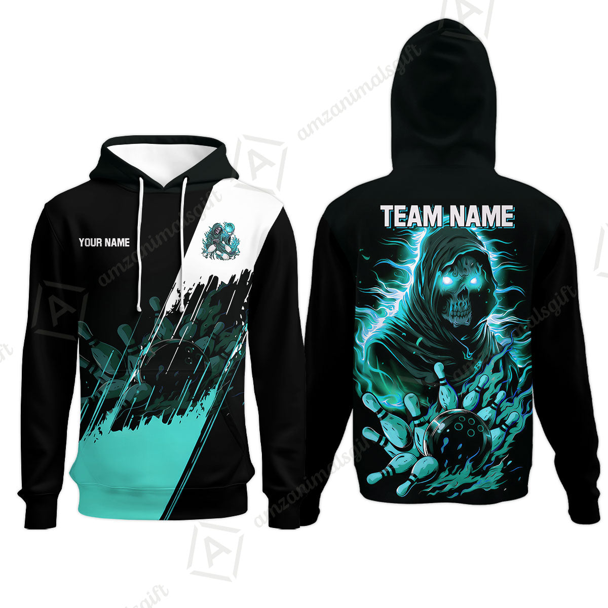 Custom Bowling Jersey Polo Shirt, Glow Reaper Bowling Custom Bowling Jersey Team Shirt For Players With Name & Team Name