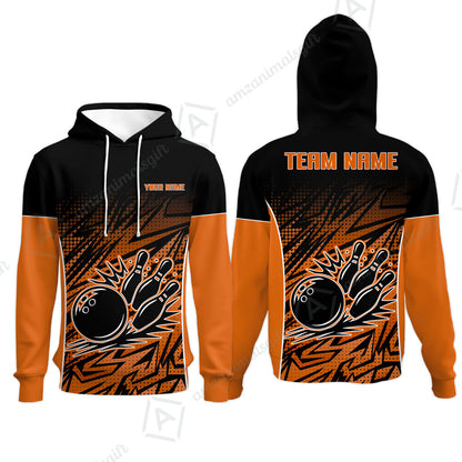 Customized Bowling Unisex Polo Shirt, Abstract Sameless Pattern Color Bowling Uniforms, Personalized Name And Team Name