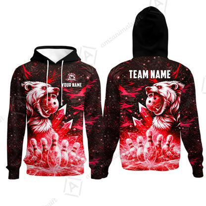 Custom Bowling Jersey Polo Shirt, Arctic Bear & Crystal Galaxy, Custom Bowling Jersey Team Shirt For Players With Name & Team Name