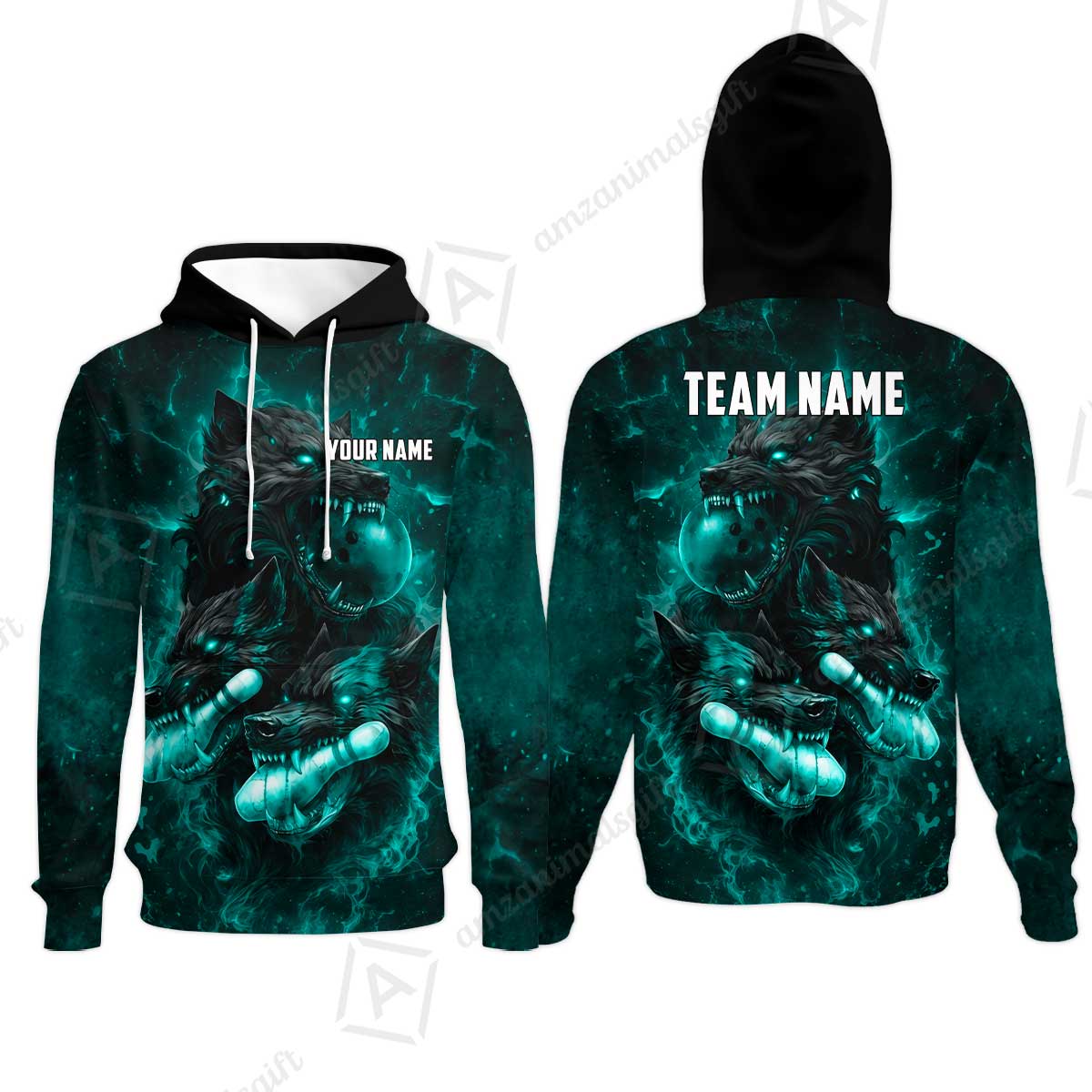 Custom Bowling Jersey Polo Shirt, Dark Fantasy Hellfire Werewolf, Custom Bowling Jersey Team Shirt For Players With Name & Team Name