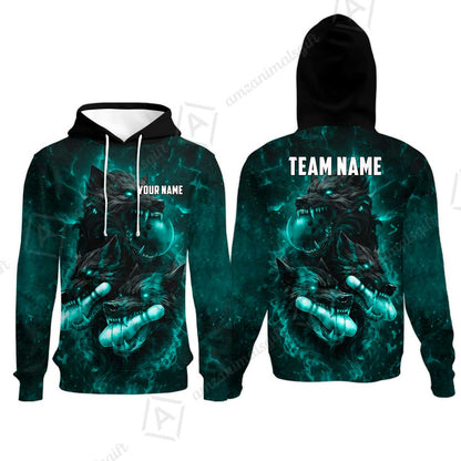 Custom Bowling Jersey Polo Shirt, Dark Fantasy Hellfire Werewolf, Custom Bowling Jersey Team Shirt For Players With Name & Team Name