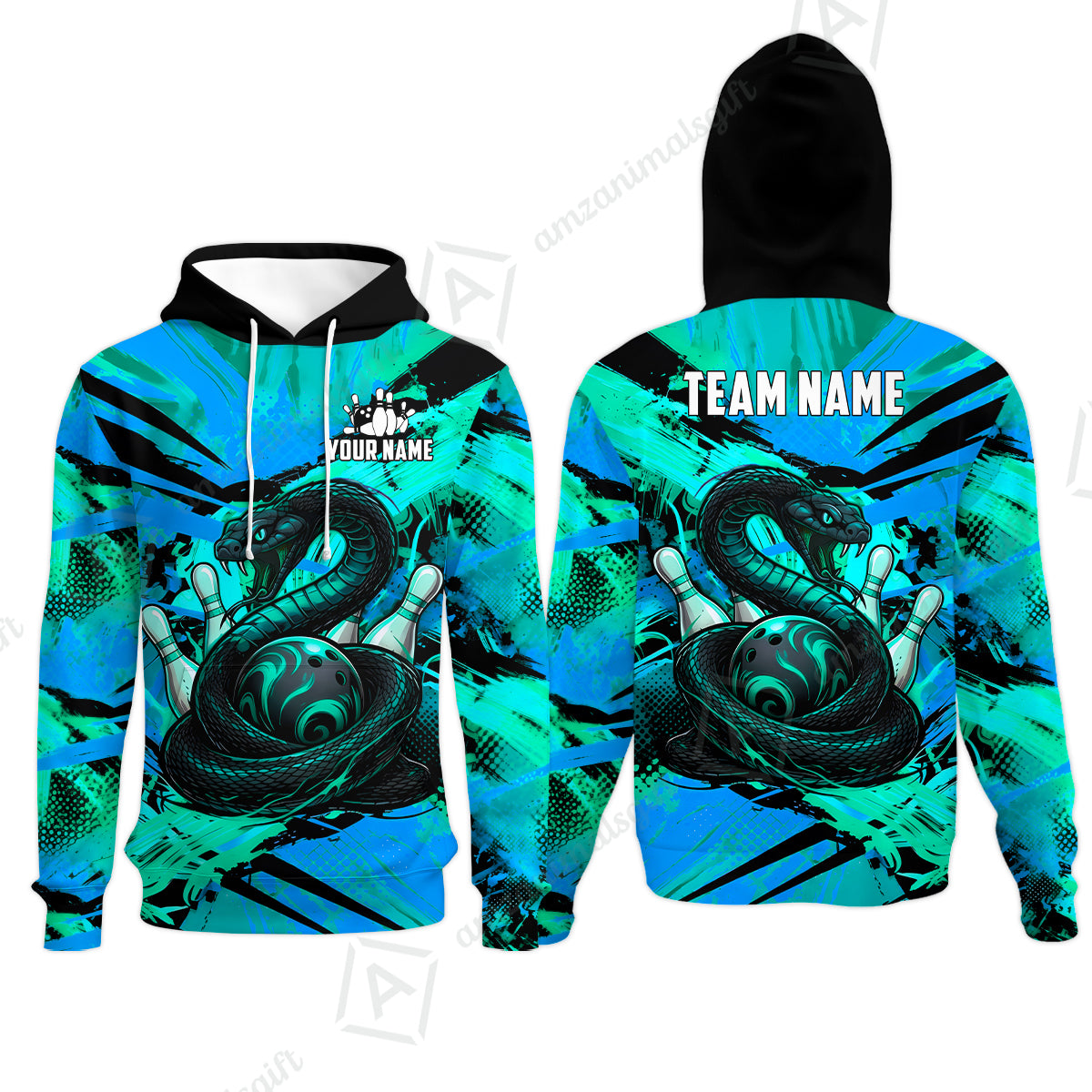 Custom Bowling Jersey Polo Shirt, Viper Venom Strike & Cyberpunk Splash, Custom Bowling Jersey Team Shirt For Players With Name & Team Name