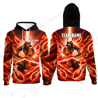 Custom Bowling Jersey Polo Shirt, Japanese Samurai Warrior Bowling, Custom Bowling Jersey Team Shirt For Players With Name & Team Name