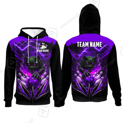 Custom Bowling Jersey Polo Shirt, Electric Panther Bowling, Personalized Name & Team Name