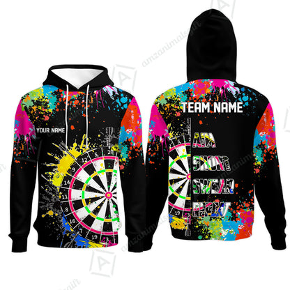 Custom Funny Dartboards Colorful Paint Quarter Zip Polo Team Shirts,  Custom Aim Shoot Swear Repeat Darts Team Jerseys Uniform