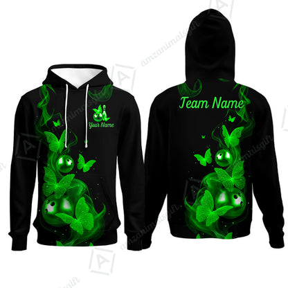 Custom Bowling Jersey Polo Shirt, Butterfly Bowling Smoke, Custom Bowling Jersey Team Shirt For Players With Name & Team Name