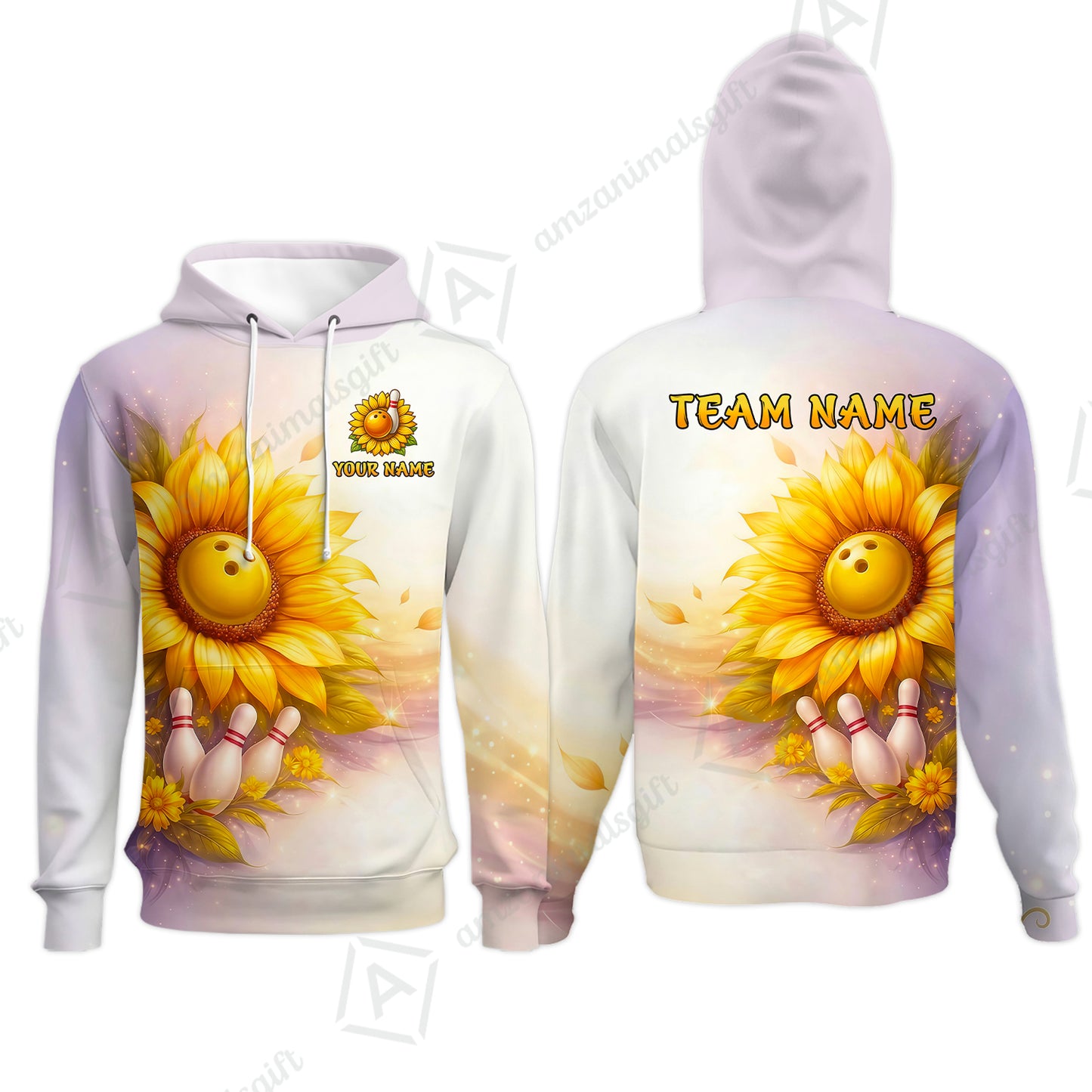 Custom Bowling Polo Shirt, Floral Sunflower Bowling Custom Bowling Polo Team Shirt For Players With Name & Team Name