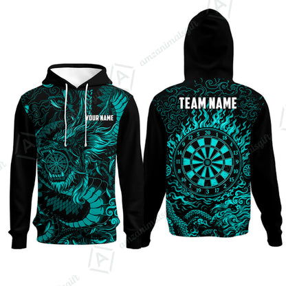 Custom Darts Jersey Polo Shirt, Dragon's Bullseye Darts, Custom Dart Jersey Team Shirt For Players With Name & Team Name