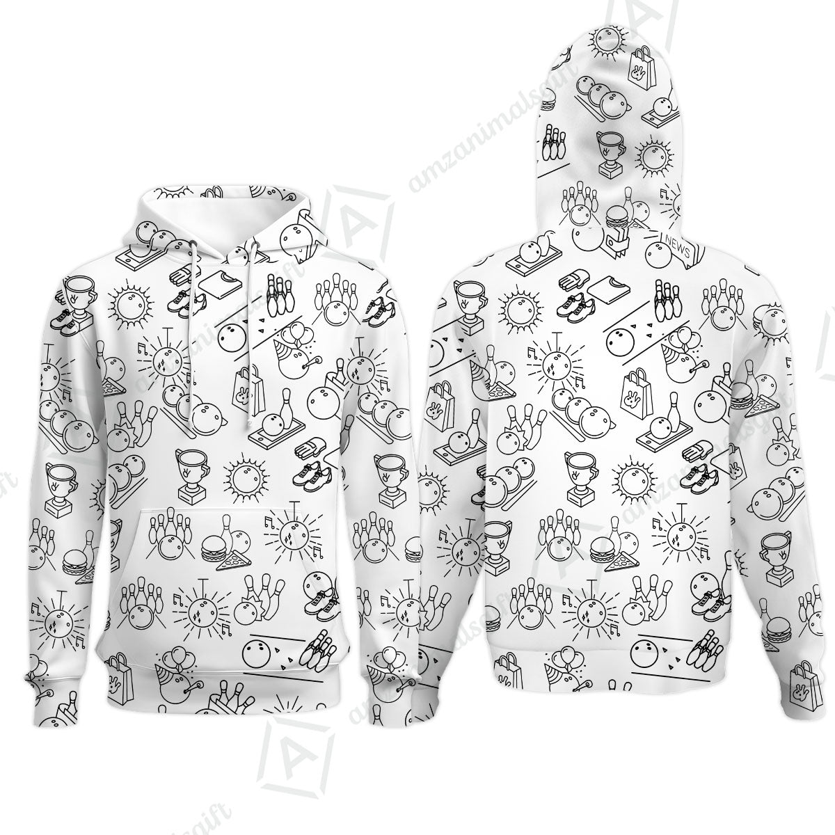 Bowling Men Polo Shirt, Bowling Icon Pattern Polo Shirt For Men, Perfect Gift For Bowling Lovers