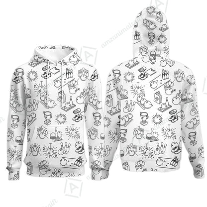 Bowling Men Polo Shirt, Bowling Icon Pattern Polo Shirt For Men, Perfect Gift For Bowling Lovers