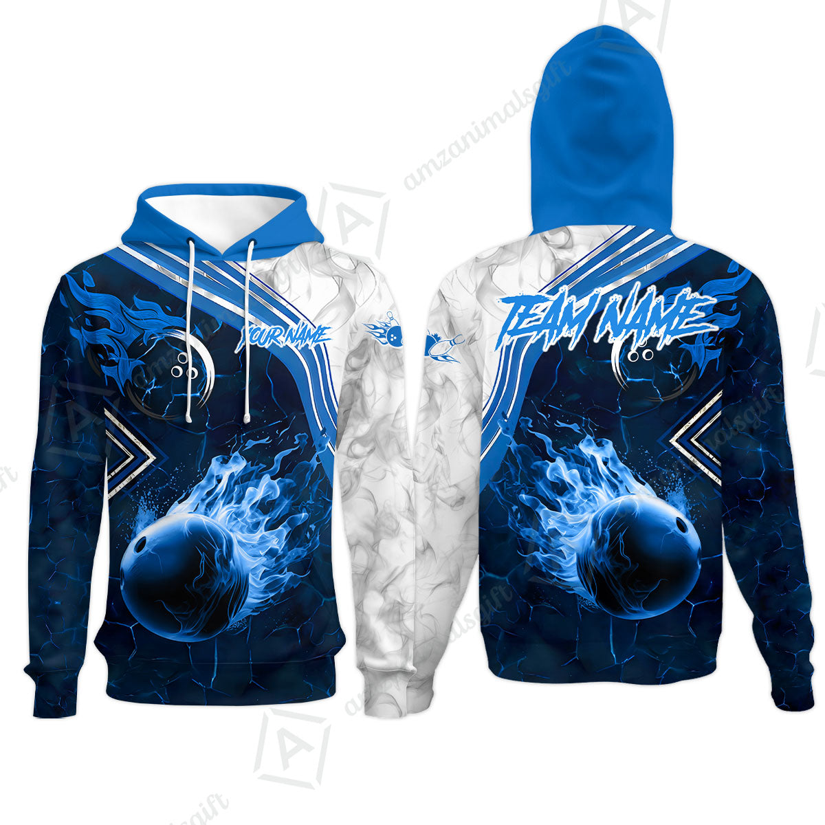 Customized Bowling Unisex Polo Shirt, Fire & Smoke Bowling Ball, Bowling Uniform - Personalized Name And Team Name