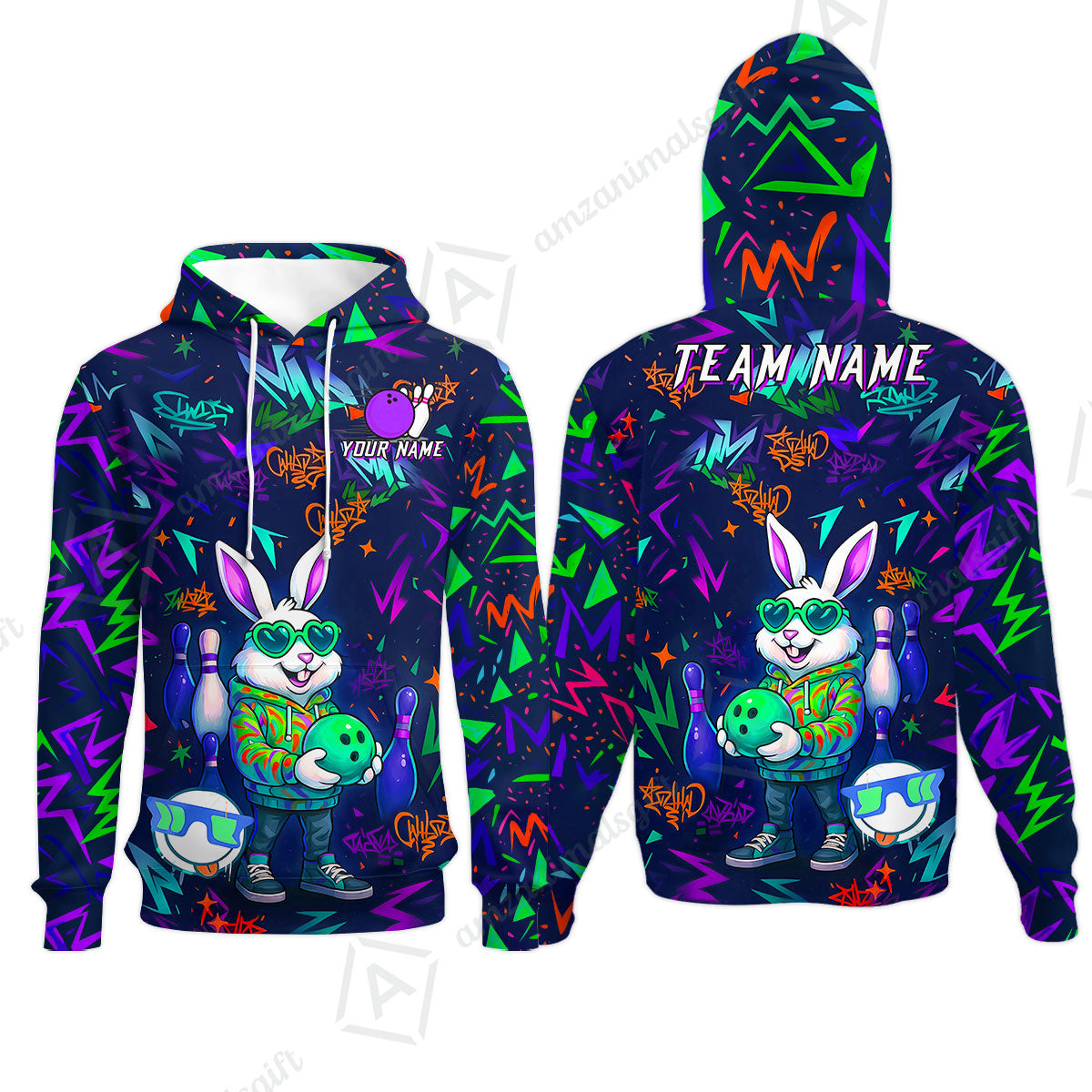 Custom Hip Hop Rabbit Bowling Jersey Polo Shirt, Custom Hip Hop Rabbit Bowling Jersey Team Shirt For Players With Name & Team Name