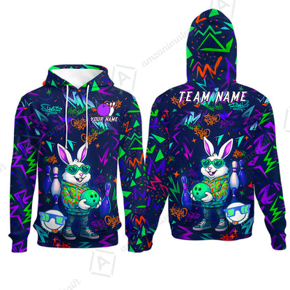 Custom Hip Hop Rabbit Bowling Jersey Polo Shirt, Custom Hip Hop Rabbit Bowling Jersey Team Shirt For Players With Name & Team Name