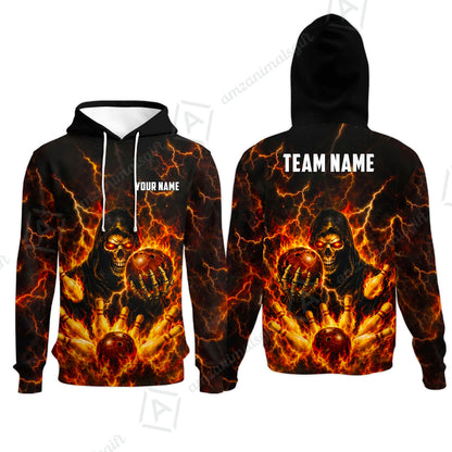 Custom Bowling Jersey Polo Shirt, Lightning Grim Reaper, Custom Bowling Jersey Team Shirt For Players With Name & Team Name