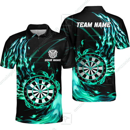 Personalized Darts Hawaiian Shirt - Custom Name & Team Name Darts Purple Fire Polo Shirt For Women, Darts Team, Darts Lover