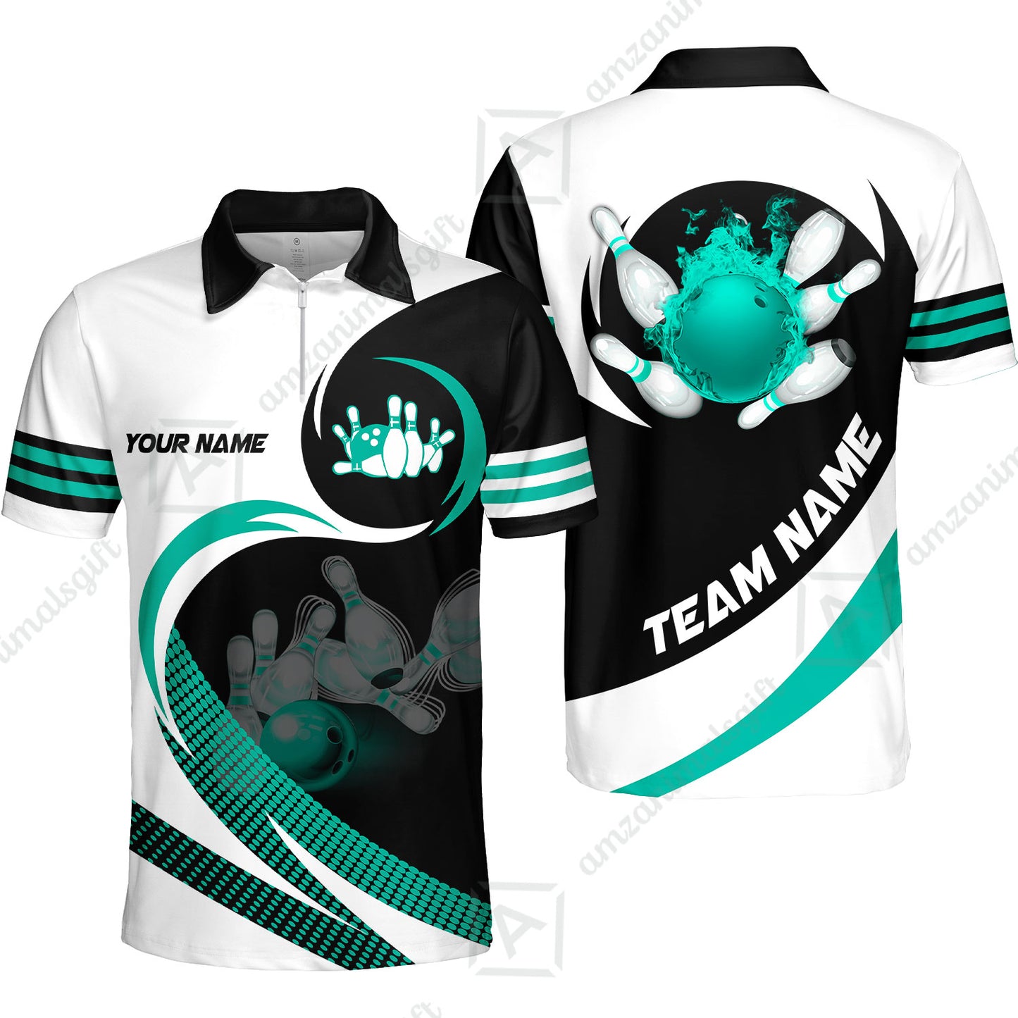 Custom Bowling Team Jersey Shirts, Custom Flame Ball Bowling Uniforms Unisex Polo, Multi Colors Personalized Name And Team Name