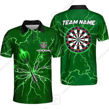 Custom Thunder Lightning Darts Quarter Men Polo Team Shirts,  Custom Darts Team Jerseys Uniform, Personalized Name And Team Name