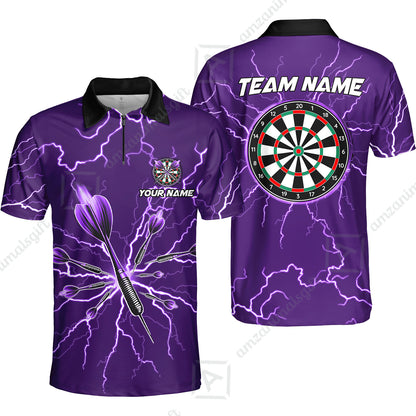 Custom Thunder Lightning Darts Quarter Men Polo Team Shirts,  Custom Darts Team Jerseys Uniform, Personalized Name And Team Name