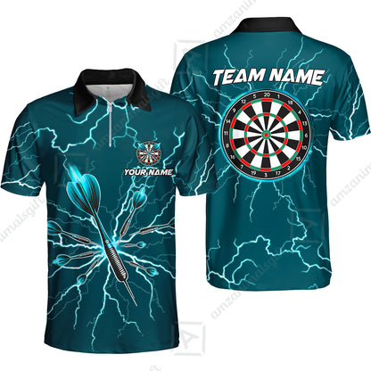 Custom Thunder Lightning Darts Quarter Men Polo Team Shirts,  Custom Darts Team Jerseys Uniform, Personalized Name And Team Name