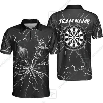 Custom Thunder Lightning Darts Quarter Men Polo Team Shirts,  Custom Darts Team Jerseys Uniform, Personalized Name And Team Name