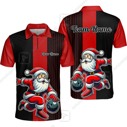 Custom Bowling Uniforms Christmas jerseys Funny Santa Bowling polo, Bowling Shirts Personalized Name And Team Name