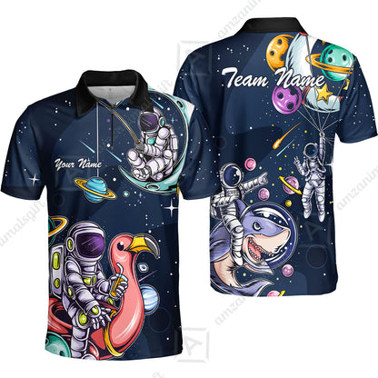 Customized Bowling Unisex Polo Shirt, Galaxy Astronaut, Bowling Uniforms, Personalized Name And Team Name