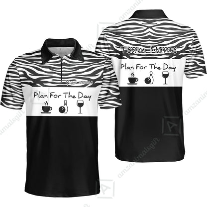 Custom Bowling Jersey Polo Shirt, Pink Zebra Pattern Bowling, Custom Bowling Jersey Team Shirt For Players With Name & Team Name