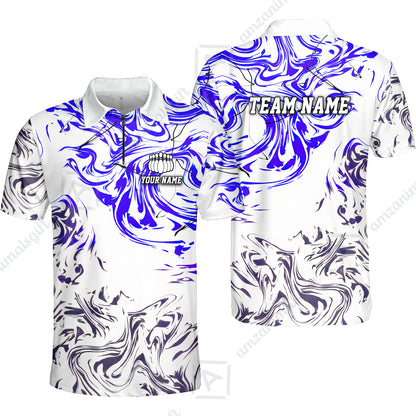 Customized Bowling Unisex Polo Shirt, Velocity Wave Marble Swirl Pattern Bowling, Personalized Name Team Name For Bowlers
