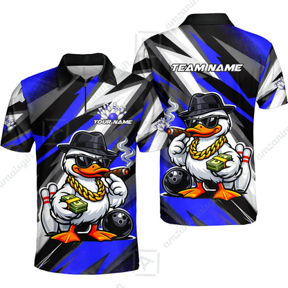 Custom Bowling Jersey Polo Shirt, Boss Hustle Duck Gangster Style, Custom Bowling Jersey Team Shirt For Players With Name and Team Name