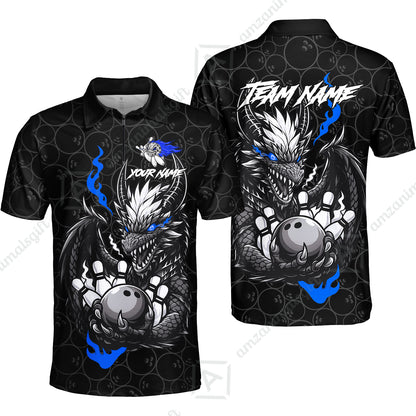 Custom Badass Dragon Bowling Jersey Polo Shirt, Custom Badass Dragon Bowling Team Shirt For Players With Name & Team Name