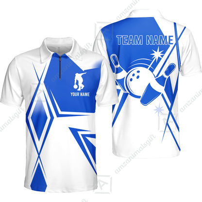 Custom Bowling Team Jersey, Bowling Player Jersey Multicolor Polo Quarter-Zip Shirts, Custom Bowling Uniforms Jerseys, Custom Name And Team Name